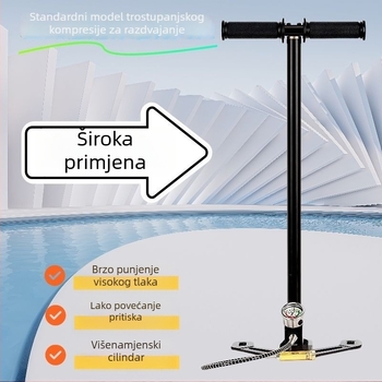 Ručna visokotlačna pumpa za zrak za punjenje boca, nehrđajući čelik, duljina 620 mm, težina 2,4 kg, 30–40 MPa