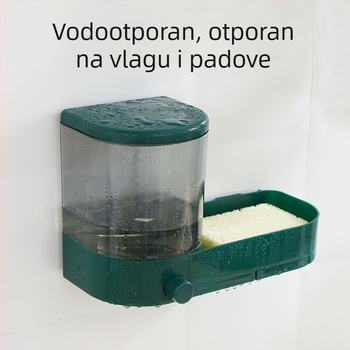 Zidni višenamjenski držač sapuna s ručnim pritiskom; od ABS plastike, injekcijsko oblikovanje, moderan minimalistički stil.