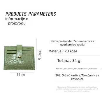 PU novčanik za kartice s uzorkom krokodila, unisex, gradski jednostavan stil, zaštita od krađe