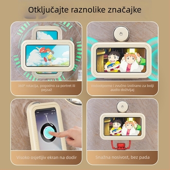 Držač za telefon s usisnim čelom za kupaonicu, vodootporna plastična futrola za telefon, zidni, jednostupanjski