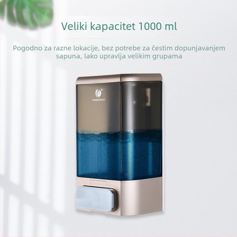 Zidni dozator sapuna od ABS kristalnog plastika, modernistički minimalistički stil, ručno pritiskanje, oksidirani završni sloj