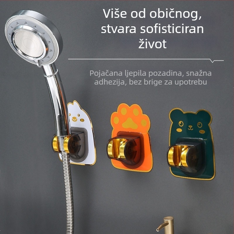Držač za tuš na zid bez bušenja, podesiv držač za glavu tuša — Model B1177; plast, elektroplatirani završni sloj; Auspicious Charm.