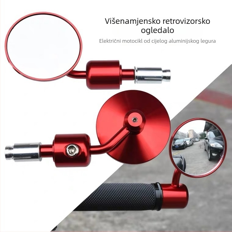 Ogledalo za motocikl – kružno retro, CNC aluminijska legura, veliko vidno polje, marka Ming.yang zhengmo
