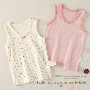 Dječja pamučna bezrukavna potkošulja za donje rublje, okrugli izrez, 100% pamuk, za uzrast 3–8 godina, proljeće i jesen