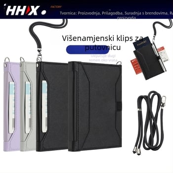 Kožna RFID zaštitna torbica za putovnicu s višestrukim pretincima za kartice i džepom za boarding pass – unisex, PU koža, sintetička podstava, poslovni/putnički stil
