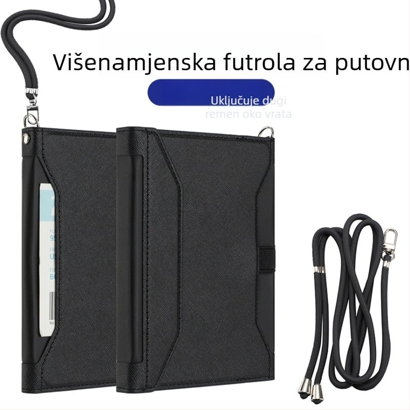 Kožna RFID zaštitna torbica za putovnicu s višestrukim pretincima za kartice i džepom za boarding pass – unisex, PU koža, sintetička podstava, poslovni/putnički stil