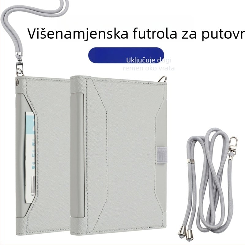 Kožna RFID zaštitna torbica za putovnicu s višestrukim pretincima za kartice i džepom za boarding pass – unisex, PU koža, sintetička podstava, poslovni/putnički stil