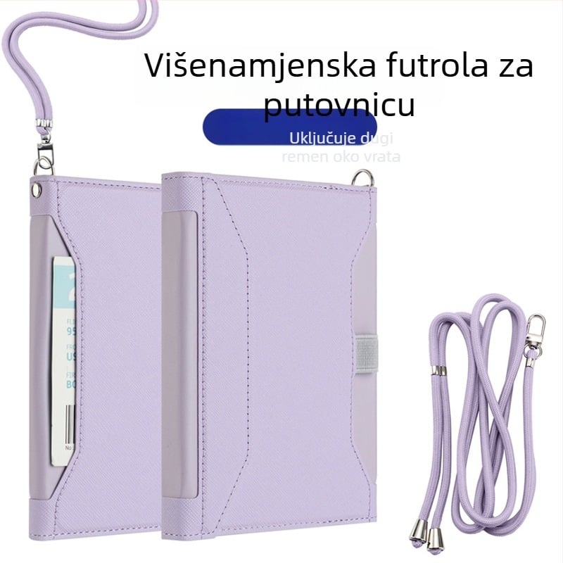 Kožna RFID zaštitna torbica za putovnicu s višestrukim pretincima za kartice i džepom za boarding pass – unisex, PU koža, sintetička podstava, poslovni/putnički stil