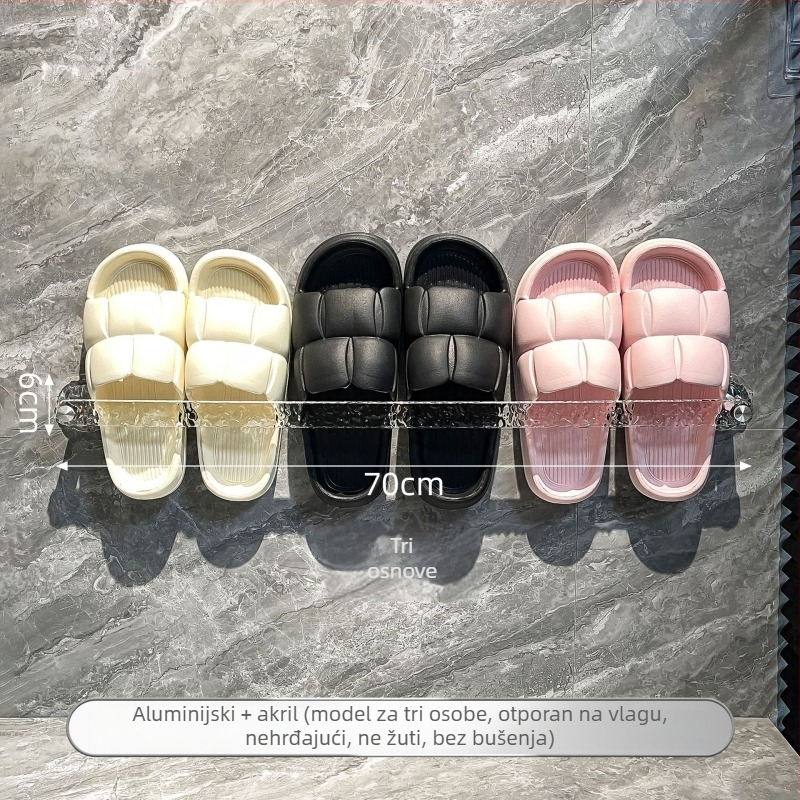 Držač papuča za kupaonicu s usisnim montiranjem na zid, plastični, jednostupanjski, stil laganog luksuza.