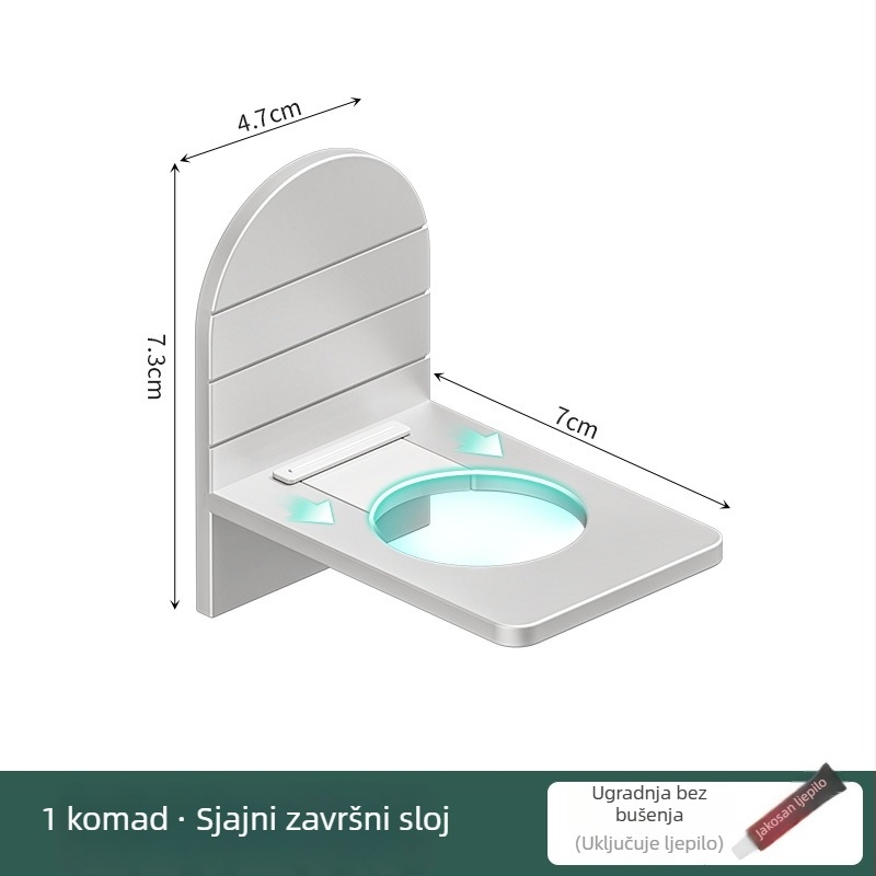 Vertikalni zidni držač za pohranu bez bušenja – gel za tuširanje, dezinfekcija ruku i kuhinjski deterdžent; materijal Space Aluminum; montaža na zid usisnom pločom; 1 sloj; kuhinja i kupaonica; Master Liao