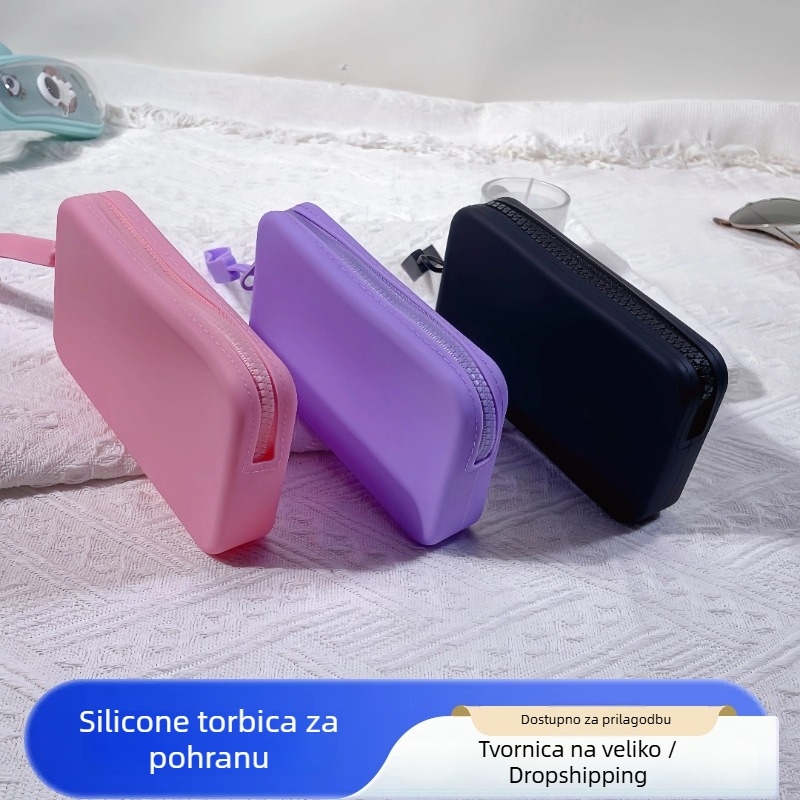 Silikonski organizator za kartice i dodatke – pravokutnog oblika, više namjena, za kartice, kablove, slušalice i kozmetiku (putovanja)