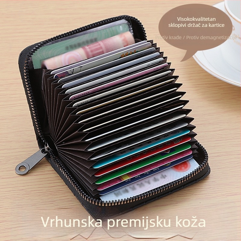 Držač kartica s zaštitom od krađe i anti-magnetnom zaštitom, višestruki pretinci za kartice, organizator vozačke dozvole, tijelo od poliestera s kožnom podstavom