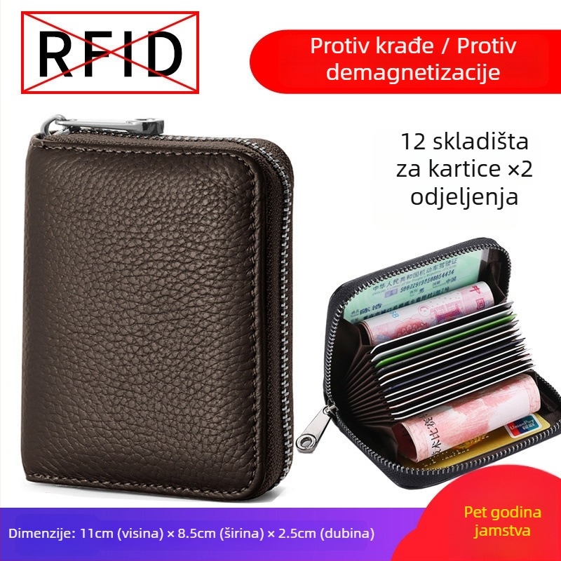 Držač kartica s zaštitom od krađe i anti-magnetnom zaštitom, višestruki pretinci za kartice, organizator vozačke dozvole, tijelo od poliestera s kožnom podstavom
