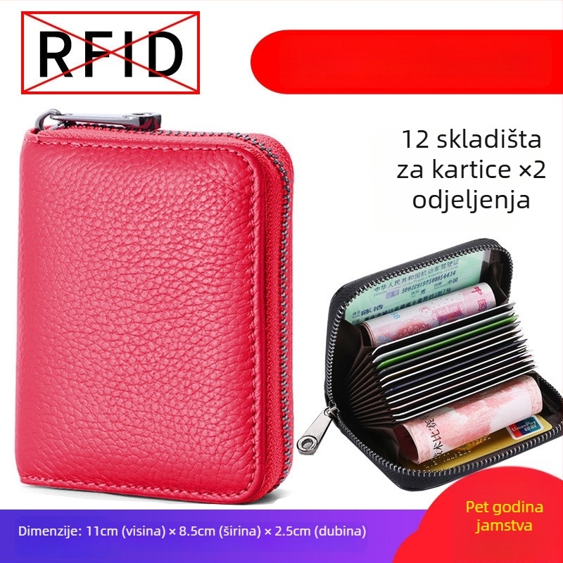 Držač kartica s zaštitom od krađe i anti-magnetnom zaštitom, višestruki pretinci za kartice, organizator vozačke dozvole, tijelo od poliestera s kožnom podstavom