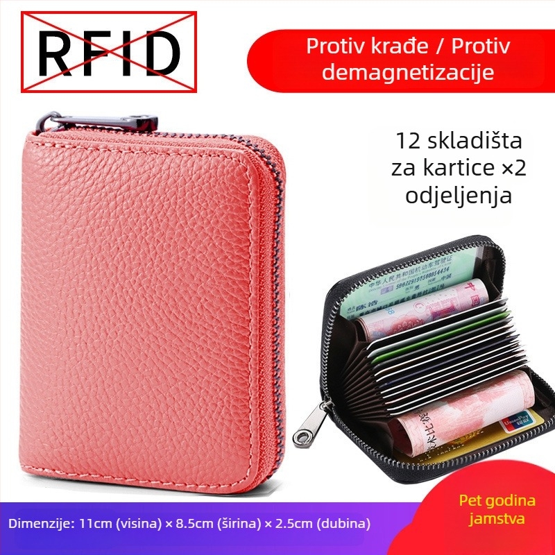 Držač kartica s zaštitom od krađe i anti-magnetnom zaštitom, višestruki pretinci za kartice, organizator vozačke dozvole, tijelo od poliestera s kožnom podstavom