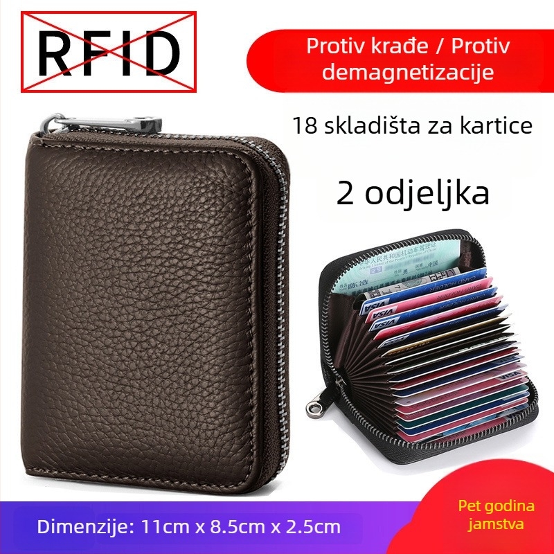 Držač kartica s zaštitom od krađe i anti-magnetnom zaštitom, višestruki pretinci za kartice, organizator vozačke dozvole, tijelo od poliestera s kožnom podstavom