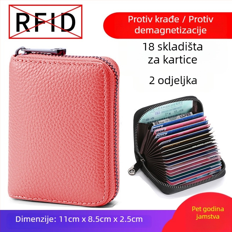 Držač kartica s zaštitom od krađe i anti-magnetnom zaštitom, višestruki pretinci za kartice, organizator vozačke dozvole, tijelo od poliestera s kožnom podstavom