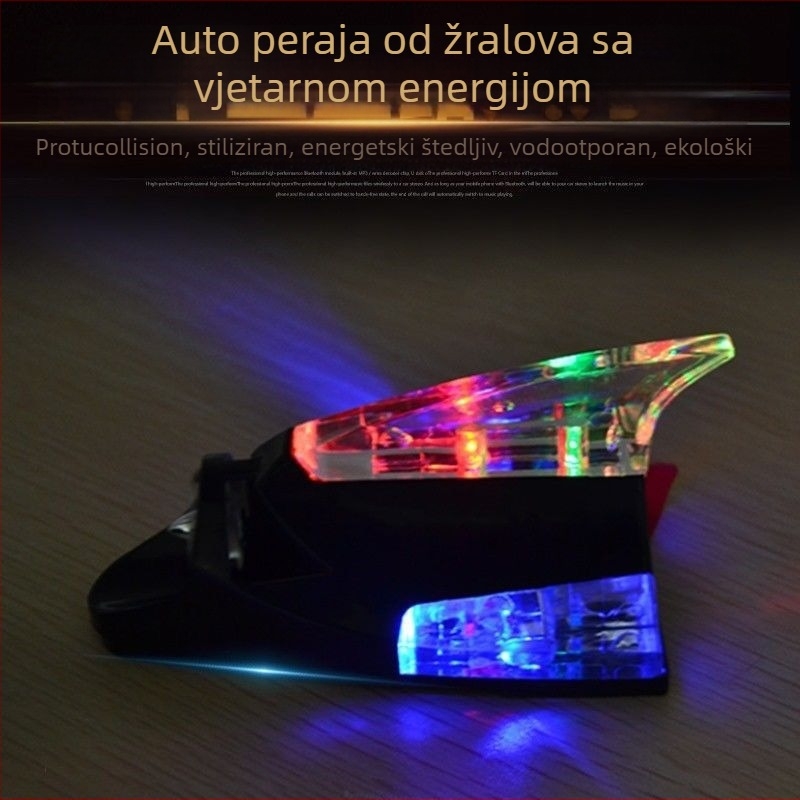 LED svjetlo za upozorenje na zadnji sudar automobila s antenom u obliku sharks fin, solarno napajanje, ljepni montažni, 12V, 12A, dugi vijek