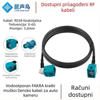 Fakra vodootporan RF koaksijalni kabel RG58, višestruke žice, muški i ženski konektori, za vozila, Fakra-JK