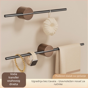 Zidni držač za ručnike bez bušenja, aluminijska legura, model Creative Towel Bar, nosivost 5–10 kg, završna obrada: sprej plastika