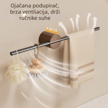Zidni držač za ručnike bez bušenja, aluminijska legura, model Creative Towel Bar, nosivost 5–10 kg, završna obrada: sprej plastika