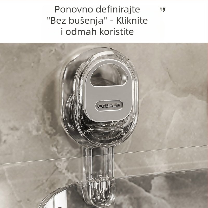 Zidni kozmetički polic s usisnim držačem za kupaonicu — plast, jednostavan i moderan dizajn