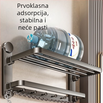 Držač ručnika za kupaonicu sa usisnim čašicama, od ugljičnog čelika, bez bušenja, 1-etažni, moderni minimalistički stil