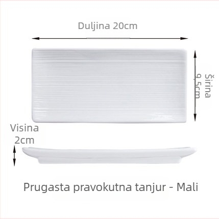 Porcelanski pravokutni tanjur s logom, pogodan za mikrovalnu pećnicu, prilagodljiv, japanskog stila.