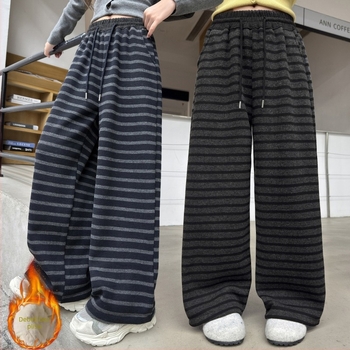 Dječje hlače s fleece podstavom, casual stil, srednji struk s elastičnim pojasom, mješavina poliester-pamuk 70% poliester, mekan završni sloj, za djecu 8+
