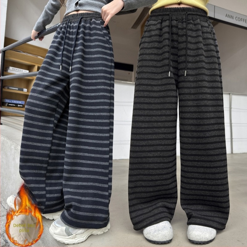Dječje hlače s fleece podstavom, casual stil, srednji struk s elastičnim pojasom, mješavina poliester-pamuk 70% poliester, mekan završni sloj, za djecu 8+