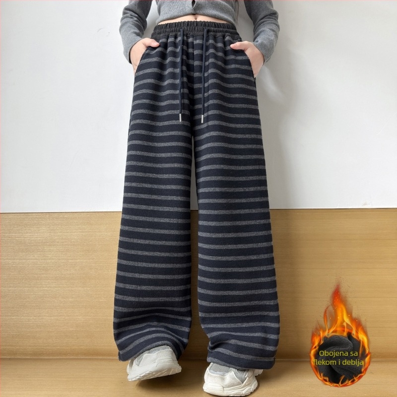Dječje hlače s fleece podstavom, casual stil, srednji struk s elastičnim pojasom, mješavina poliester-pamuk 70% poliester, mekan završni sloj, za djecu 8+