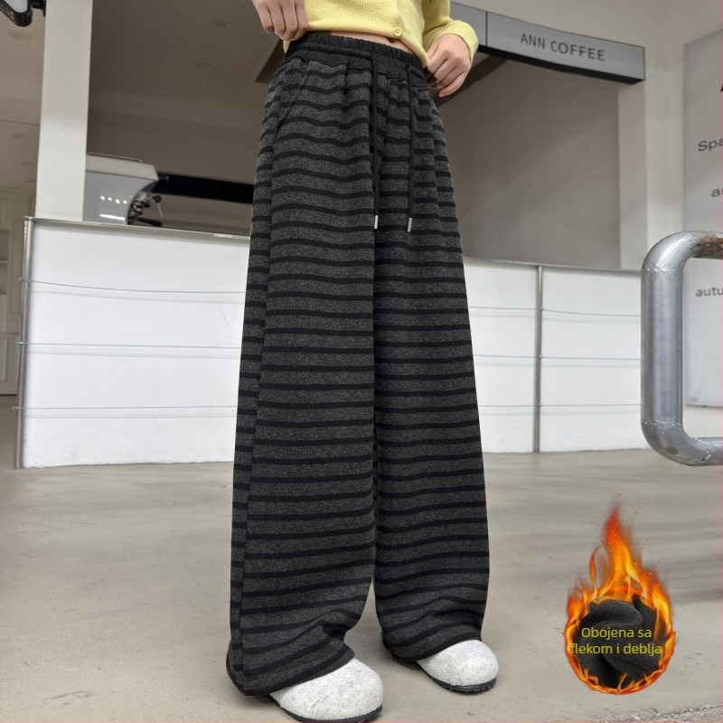Dječje hlače s fleece podstavom, casual stil, srednji struk s elastičnim pojasom, mješavina poliester-pamuk 70% poliester, mekan završni sloj, za djecu 8+