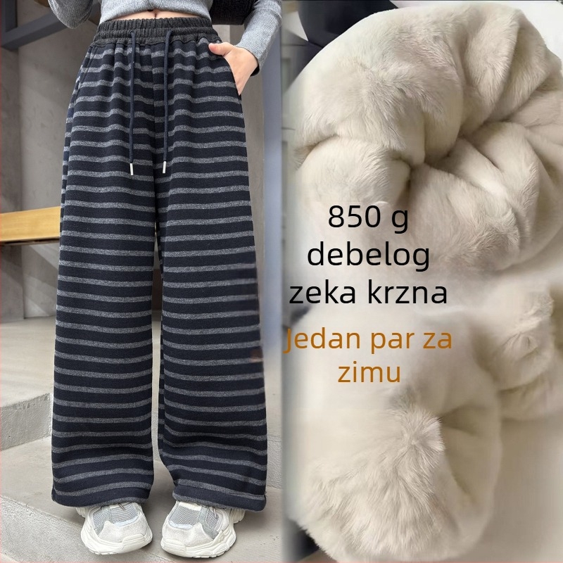 Dječje hlače s fleece podstavom, casual stil, srednji struk s elastičnim pojasom, mješavina poliester-pamuk 70% poliester, mekan završni sloj, za djecu 8+