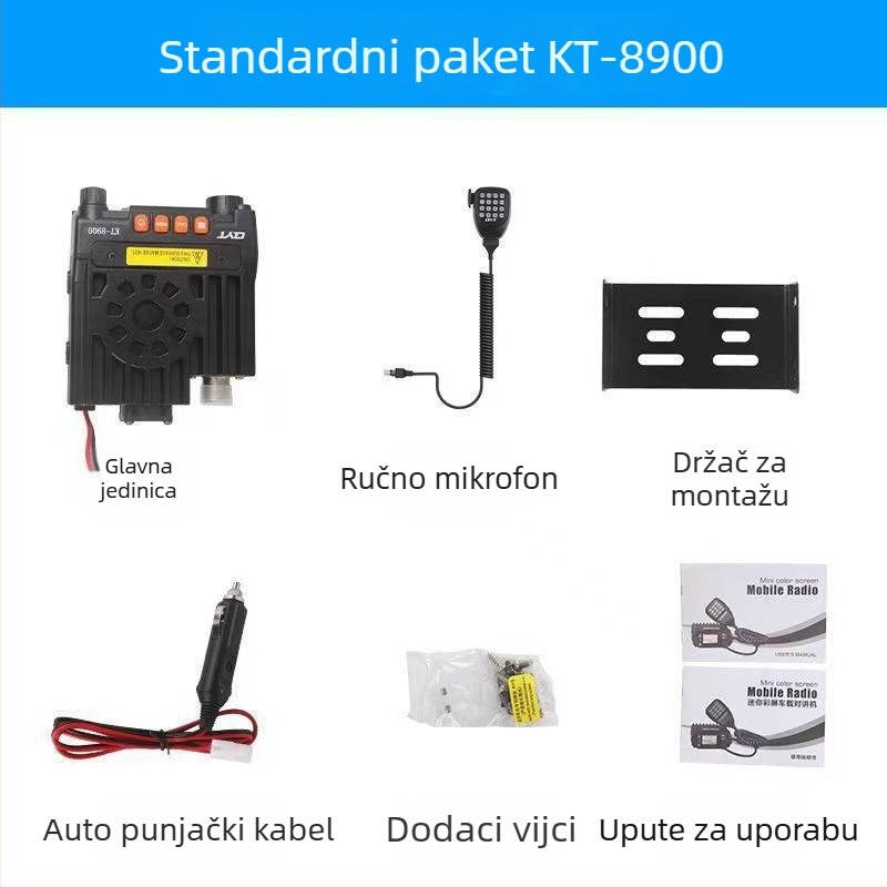 Quan Yitong QYTKT8900 automobilna radiostanica, 25W, raspon frekvencija 136–174/400–480 MHz, domet iznad 50 km, funkcija protiv smetnji, bez baterije