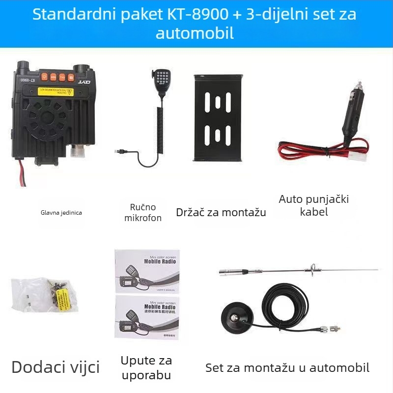 Quan Yitong QYTKT8900 automobilna radiostanica, 25W, raspon frekvencija 136–174/400–480 MHz, domet iznad 50 km, funkcija protiv smetnji, bez baterije