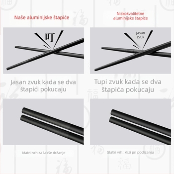 Štapići za jelo od legure – Lagani luksuzni retro stil, 10 parova, Prvoklasna kvaliteta