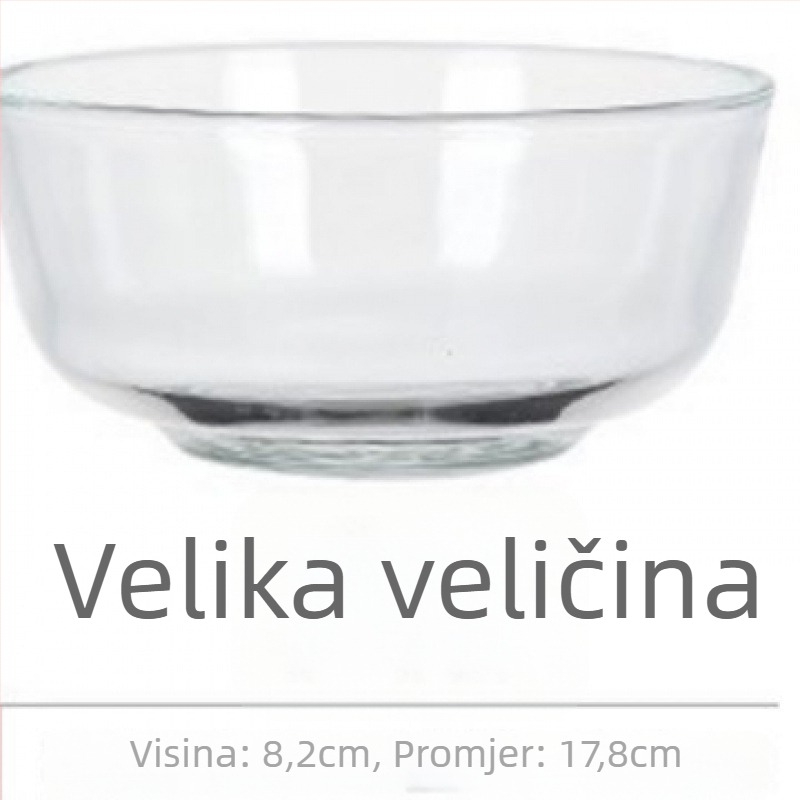Šalátna misa zo skla, odolná voči vysokým teplotám, okrugla priehľadná misa, vhodná pre hotelové obedy, mikrovlnná rúra nie je vhodná