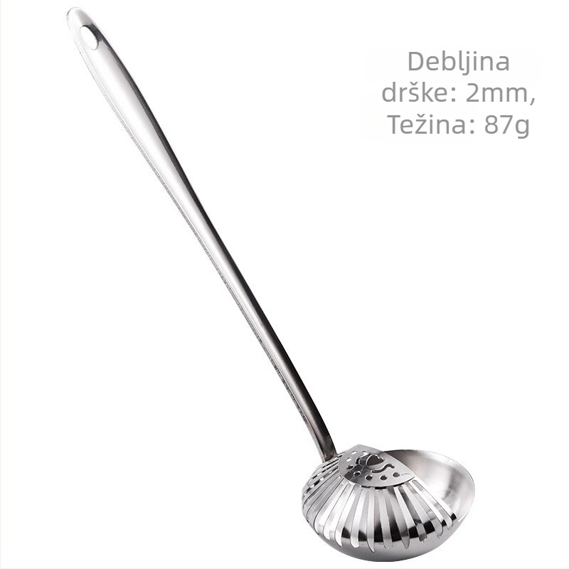Nerđajući čelik kuhaća žlica s dvostrukom namjenom za lonac i cjedilo, visoka otpornost na temperaturu, zaštita od opeklina, mogućnost logotipa
