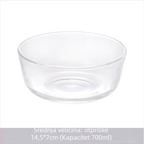 Staklena zdjela za salatu, okrugla, otporna na toplinu, nije sigurna za mikrovalnu, moderan stil