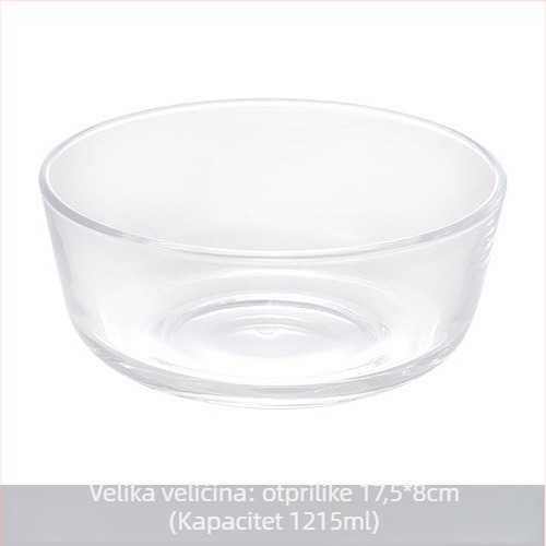 Staklena zdjela za salatu, okrugla, otporna na toplinu, nije sigurna za mikrovalnu, moderan stil