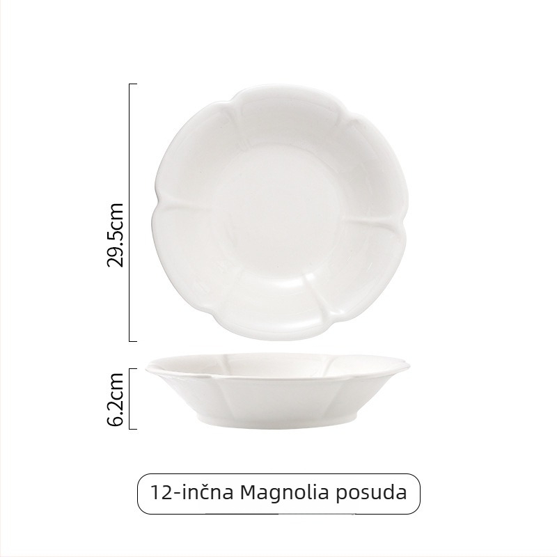 Porcelanski servis – moderna minimalistička keramička posuđa (tanjur za salatu, duboki tanjur za juhu i zdjela za juhu)