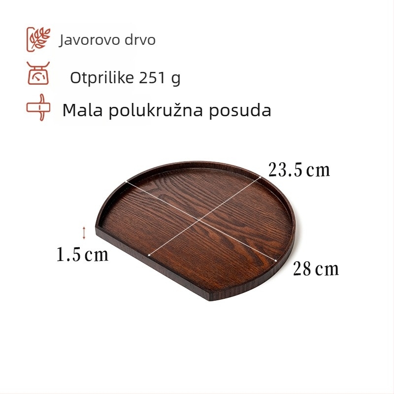 Drvena taca za caj, kružni disk, polirana površina, moderni minimalistički stil, tisk logotipa i mogućnost prilagodbe