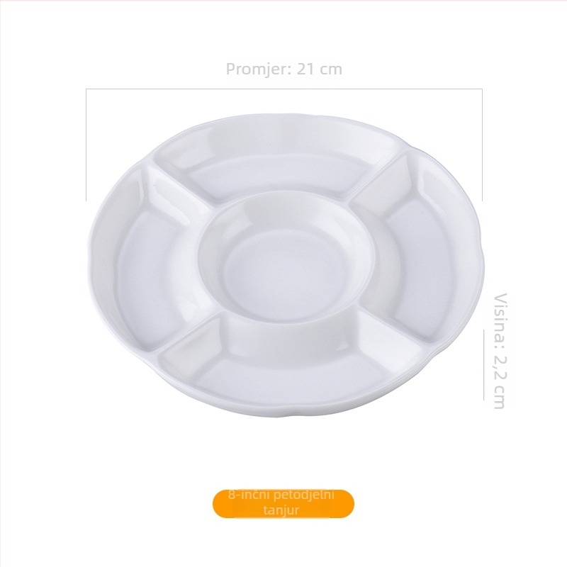 Porcelanska ploča, okrugla, jednobojna, moderni minimalistički stil, pogodna za mikrovalnu pećnicu, s logom.