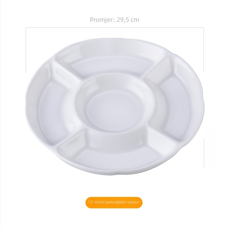 Porcelanska ploča, okrugla, jednobojna, moderni minimalistički stil, pogodna za mikrovalnu pećnicu, s logom.