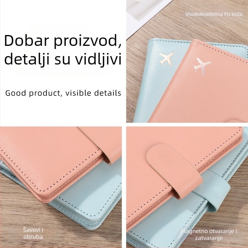 PU kožni držač za putovnicu s geometrijskim uzorkom, višestruki pretinci za kartice, Xiangmo, gradski stil jednostavnosti