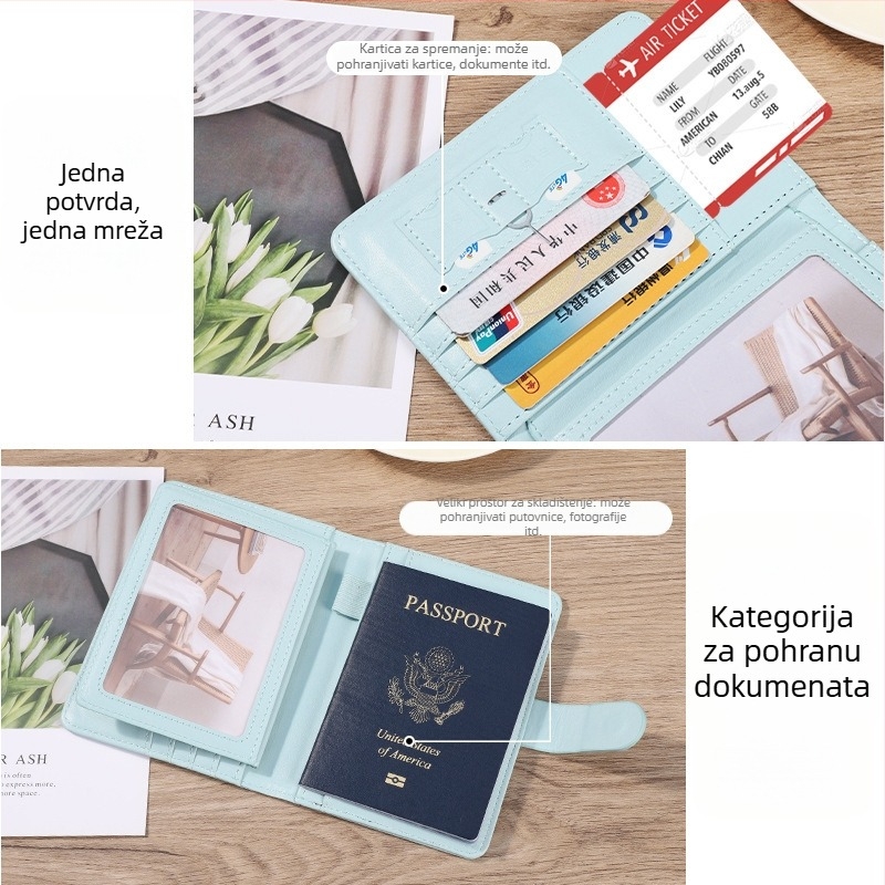 PU kožni držač za putovnicu s geometrijskim uzorkom, višestruki pretinci za kartice, Xiangmo, gradski stil jednostavnosti
