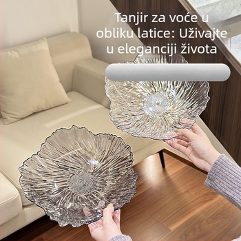 Skandinavski moderni tanjur za voće u obliku cvijeta, kristalno plastični tanjur s perljanim sjajem, ručno izrađen, pakiran u PP vrećicu