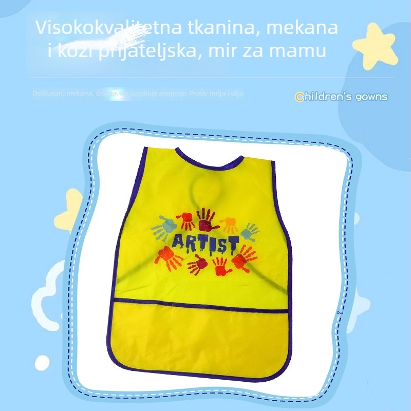 Dječja vodootporna pregača s dugim rukavima i ručno nacrtanim uzorkom, od poliestera, jednake veličine, za uzrast 3–8 godina