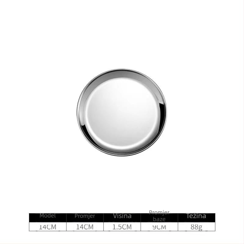 Disk od nehrđajućeg čelika, korejskog stila okrugli tanjur, kompatibilan s mikrovalnom pećnicom, ispis logotipa i prilagodba