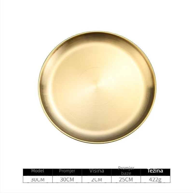 Disk od nehrđajućeg čelika, korejskog stila okrugli tanjur, kompatibilan s mikrovalnom pećnicom, ispis logotipa i prilagodba